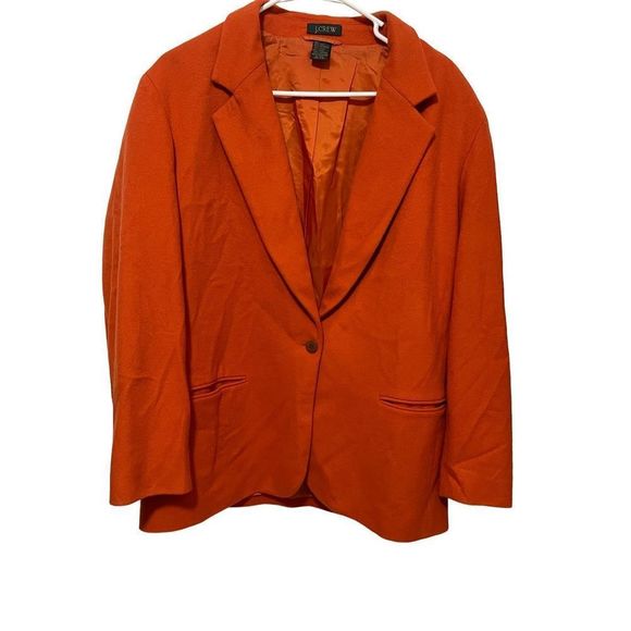 J Crew Wool Cashmere Blend Orange Blazer Single Button Front  Women’s Size 12 - Picture 1 of 6